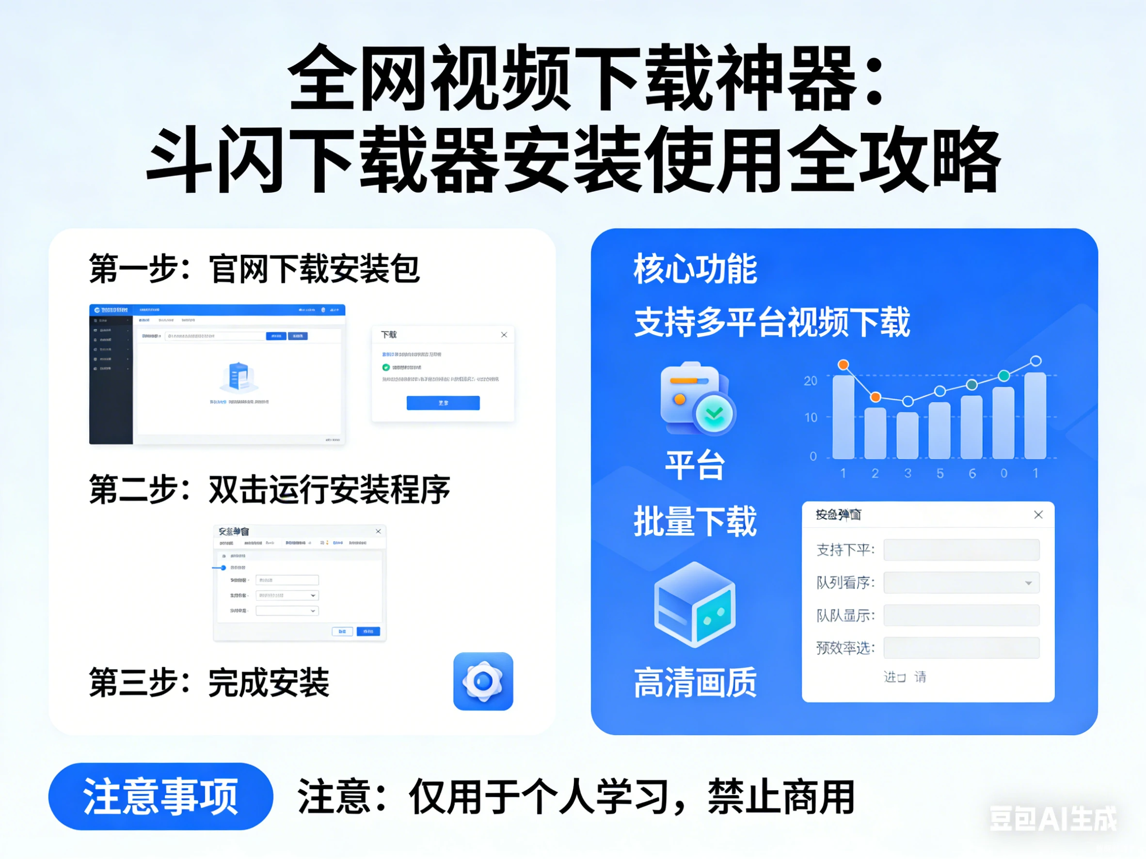 斗闪视频下载器-支持全网各大直流平台视频下载（免费无广）