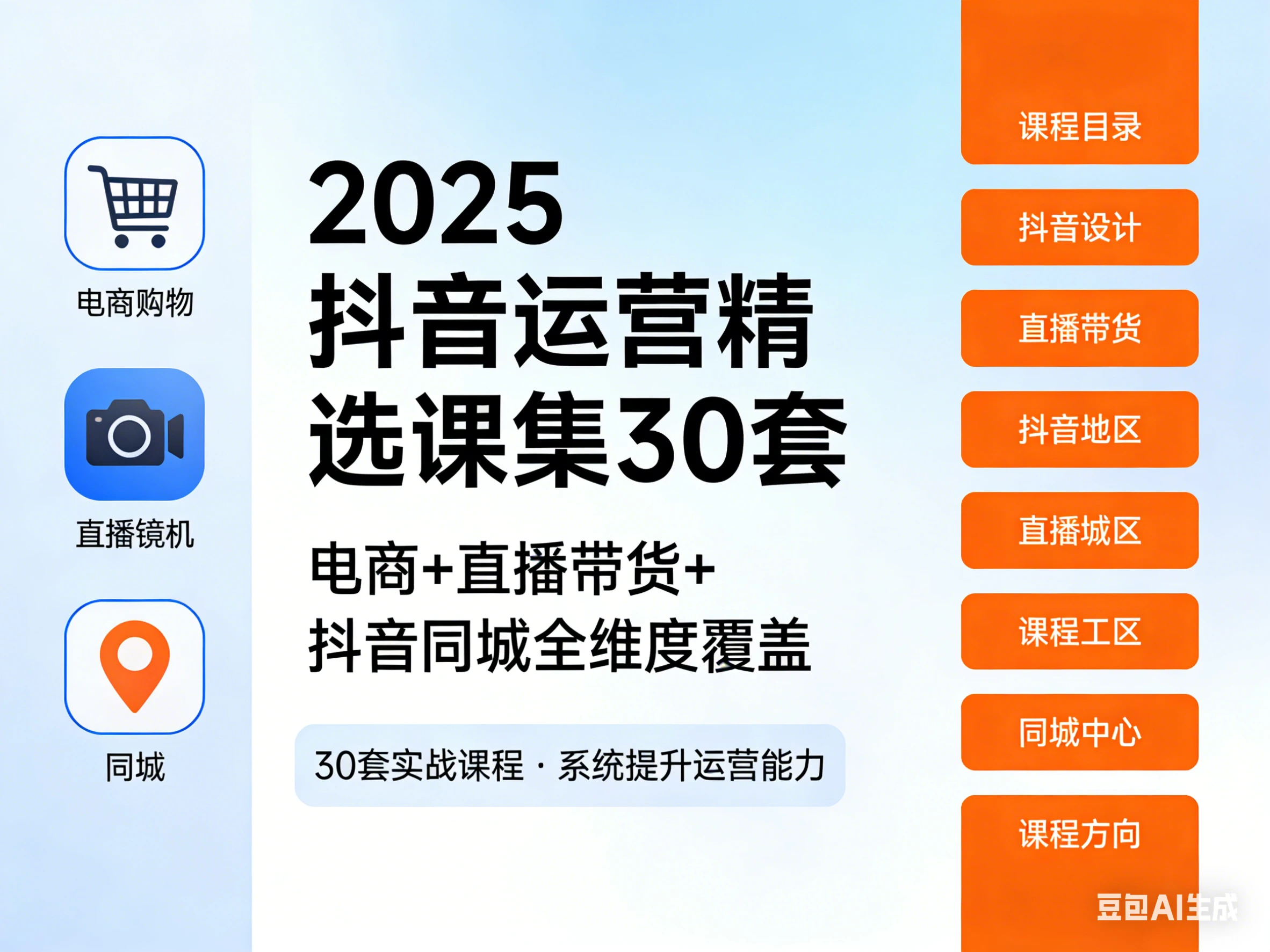 2026抖音运营精选课（30套完整版）：电商+直播+同城，从0到1吃透变现全链路