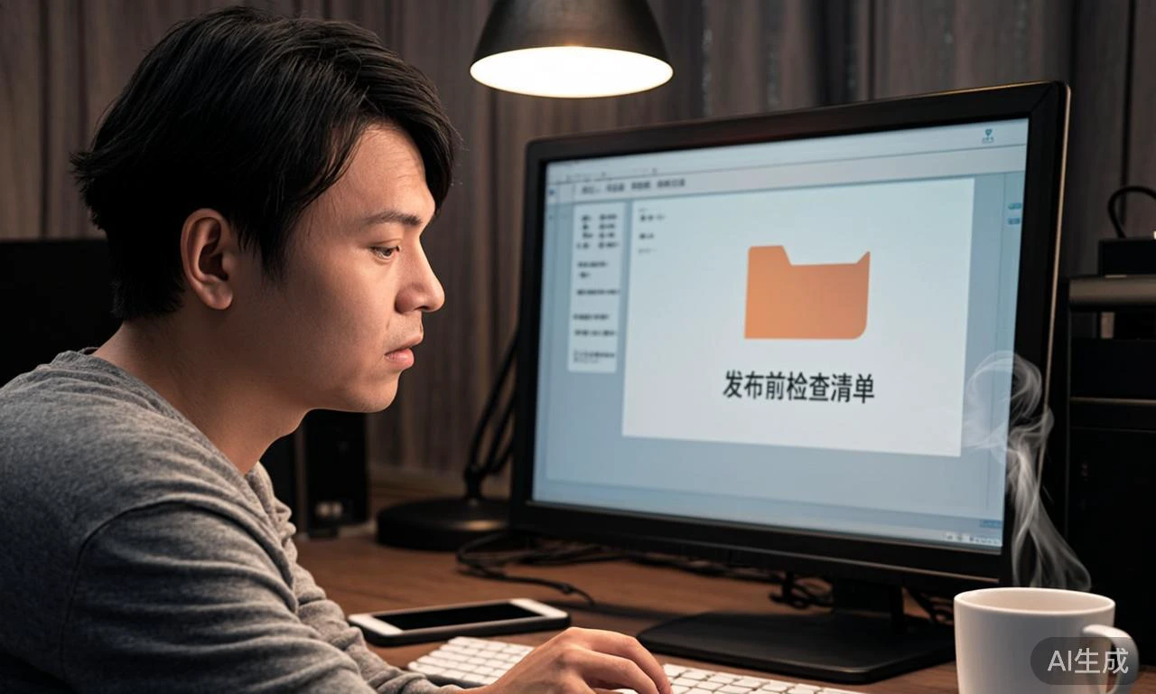 电脑屏幕上显示发布前检查清单文件夹
