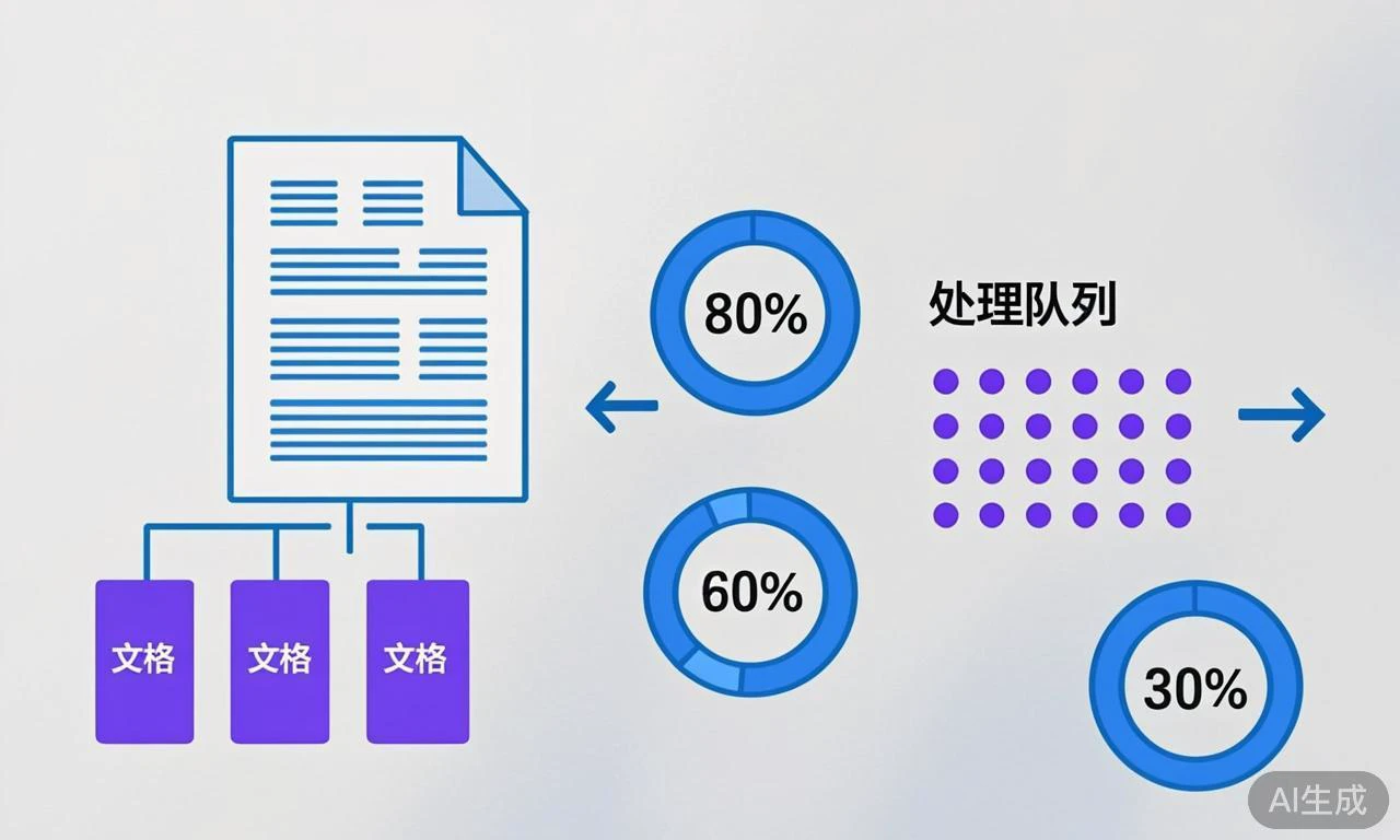 FastGPT 文档分块与向量化处理流程示意图