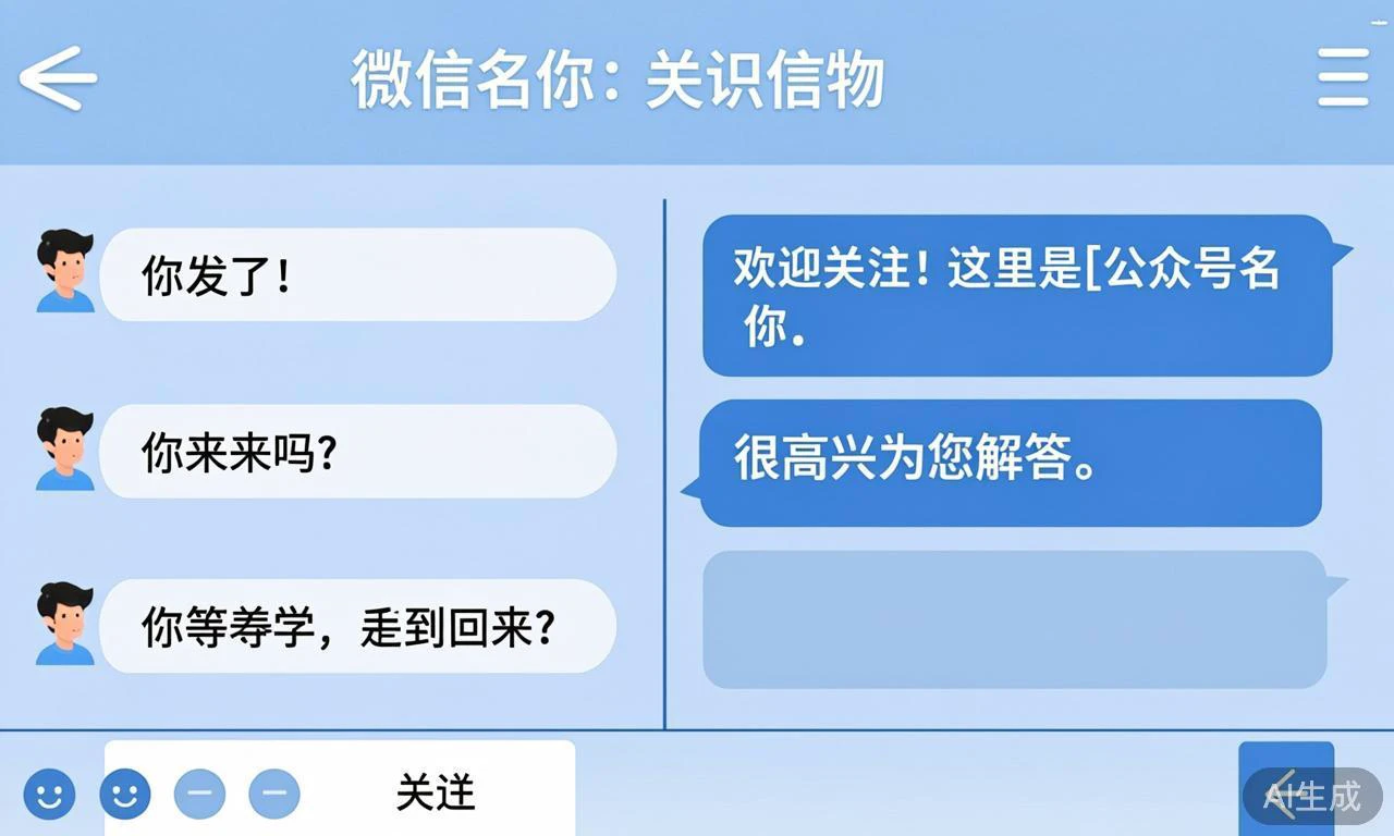 手机上公众号自动回复与私信一对一沟通的示意界面